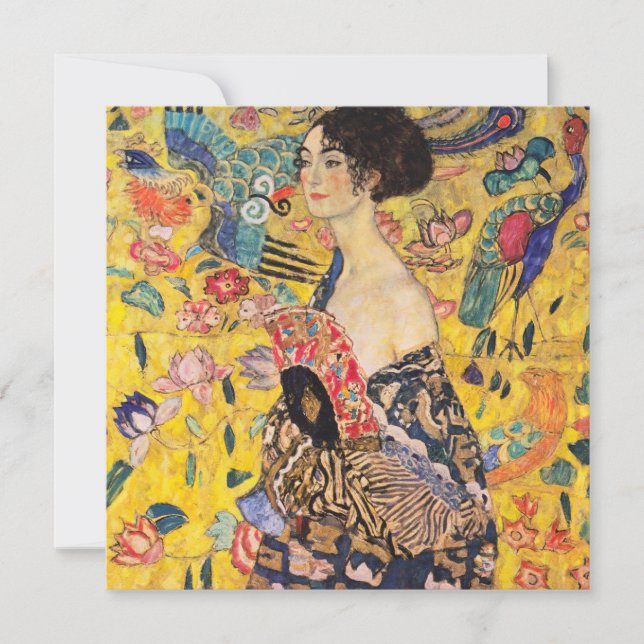 Gustav Klimt - Lady mit Fan Einladung (Vorderseite)