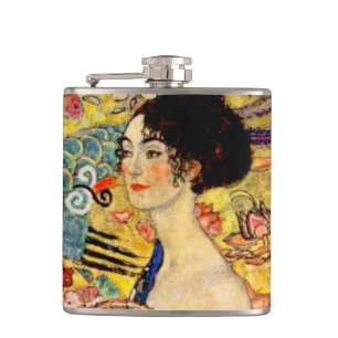 Gustav Klimt Lady mit Fan Flachmann