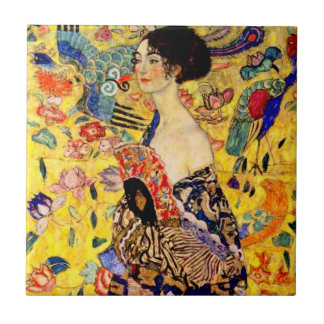 Gustav Klimt Lady mit Fan Fliese