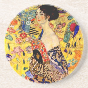 Gustav Klimt Lady mit Fan Getränkeuntersetzer