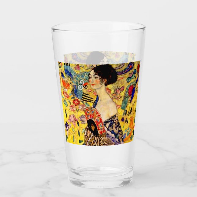 Gustav Klimt Lady mit Fan Glas (Vorderseite)