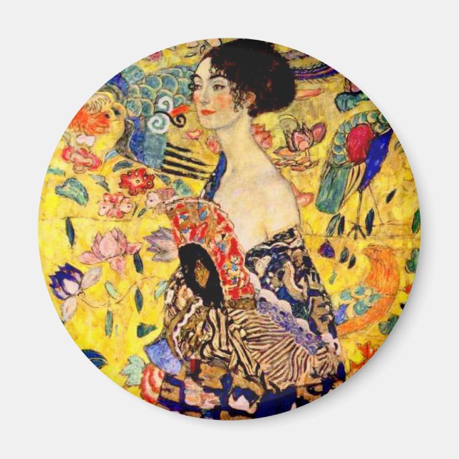 Gustav Klimt Lady mit Fan Magnet (Vorne)