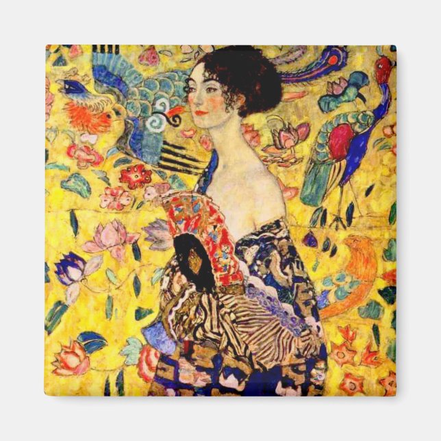 Gustav Klimt Lady mit Fan Magnet (Vorne)