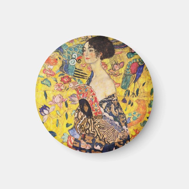 Gustav Klimt Lady mit Fan Magnet (Vorne)
