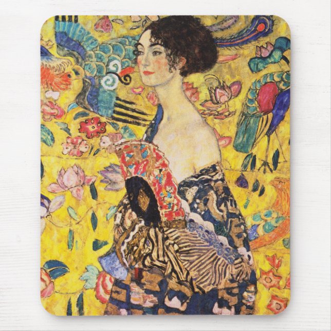 Gustav Klimt Lady mit Fan Mousepad (Vorne)