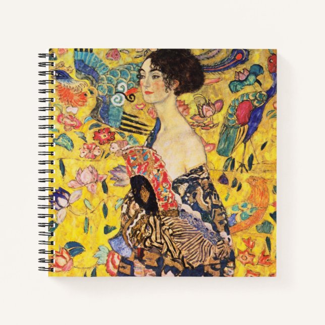 Gustav Klimt Lady mit Fan Notizbuch (Vorderseite)