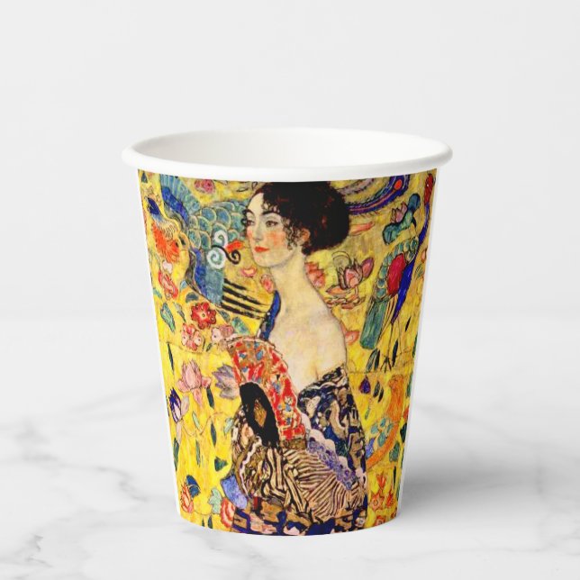 Gustav Klimt Lady mit Fan Pappbecher (Vorderseite)