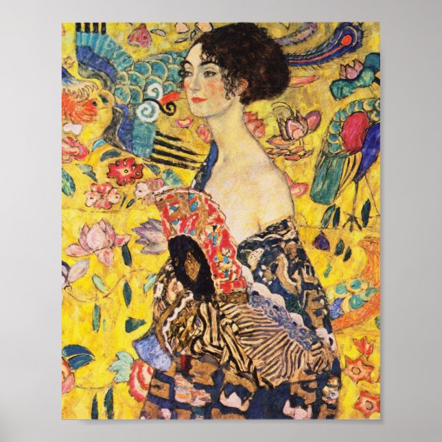 Gustav Klimt Lady mit Fan Poster (Vorne)
