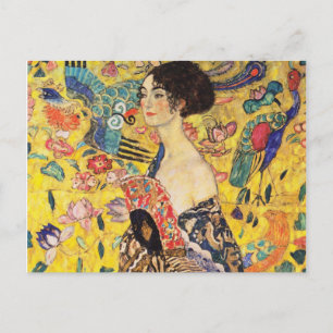 Gustav Klimt Lady mit Fan Postkarte