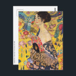 Gustav Klimt - Lady mit Fan Postkarte<br><div class="desc">Lady with Fan - Gustav Klimt,  Oil on Leinwand,  1917-1918</div>