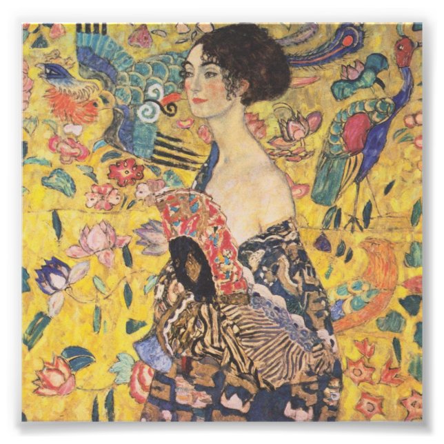 Gustav Klimt Lady mit Fan Print Fotodruck (Vorne)