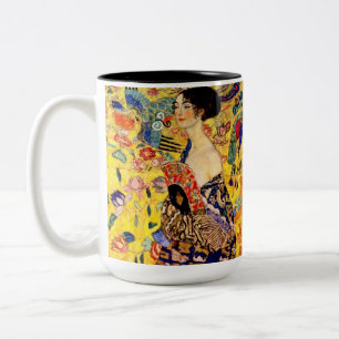 Gustav Klimt Lady mit Fan Zweifarbige Tasse
