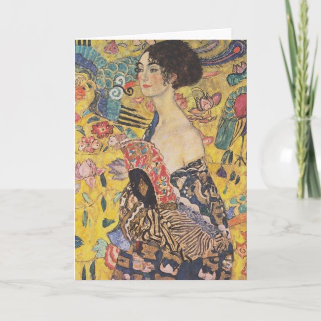 Gustav Klimt Lady mit Fangrüßkarte Karte (Vorderseite)