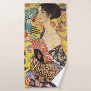 Gustav Klimt Lady mit Lüfter Badehandtuch