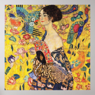 Gustav Klimt Lady mit Lüfter Poster