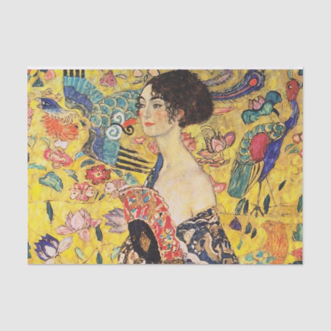 Gustav Klimt Lady mit Lüfter Seidenpapier (Vorderseite)