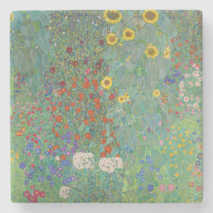 Gustav Klimt - Landgarten mit Sonnenblumen Steinuntersetzer