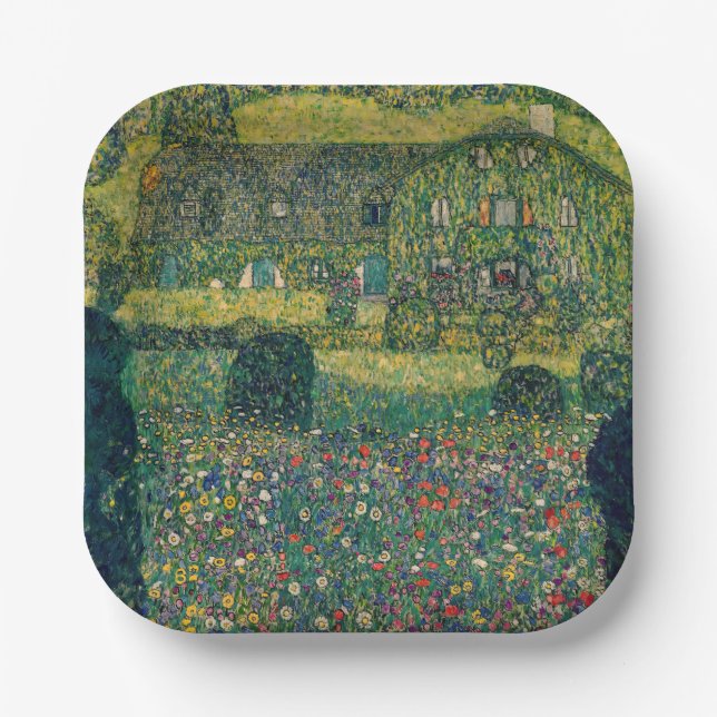 Gustav Klimt - Landhaus vom Attersee Pappteller (Vorderseite)