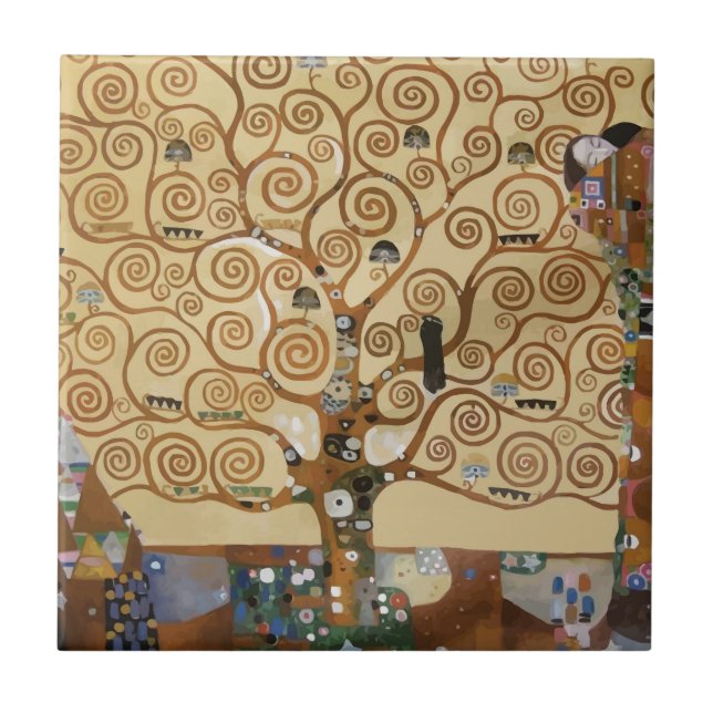 Gustav Klimt Lebensbaum Fliese (Vorderseite)
