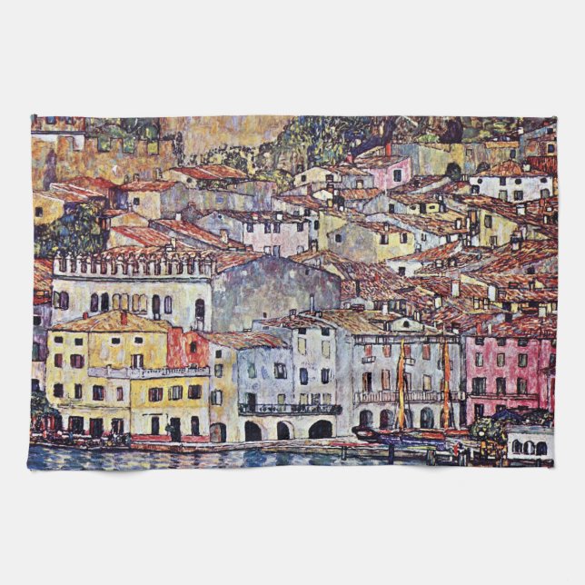 Gustav Klimt - Malcesine am Gardasee Italien Küchentuch (Horizontal)