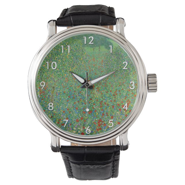 Gustav Klimt - Mohnfeld Armbanduhr (Vorderseite)