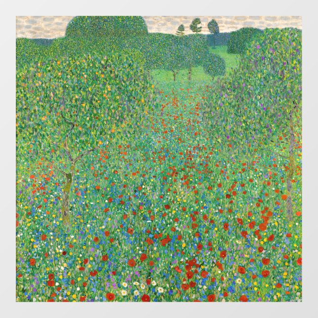 Gustav Klimt - Mohnfeld Fensteraufkleber (Blatt)