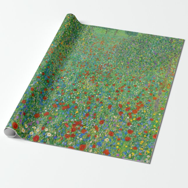 Gustav Klimt - Mohnfeld Geschenkpapier (Ungerollt)