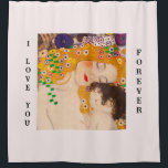 Gustav Klimt - Mutter und Kind Duschvorhang<br><div class="desc">Gustav Klimt - Mutter und Kind - Mutter und Kind ist ein detaillierter Teil des 1905 erbauten Gemäldes der Frau. Dieses Gemälde wird auch als "Le Tre Eta Della Donna" bezeichnet. Dieses Bild konzentriert sich nur auf einen Teil des Kunstwerks,  die Mutter und das Kind.</div>