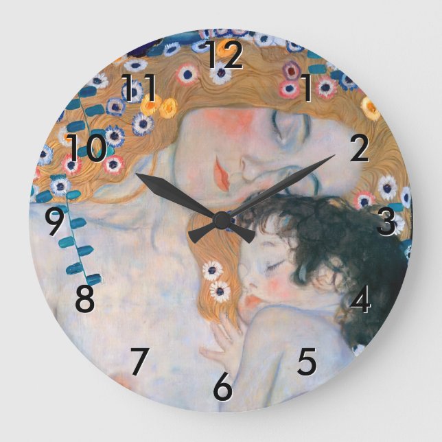 Gustav Klimt - Mutter und Kind Große Wanduhr (Vorderseite)