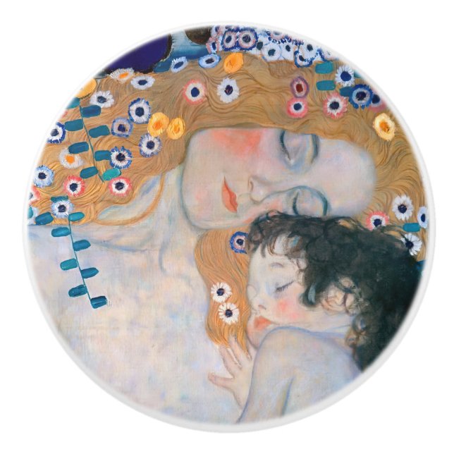 Gustav Klimt - Mutter und Kind Keramikknauf (Vorderseite)