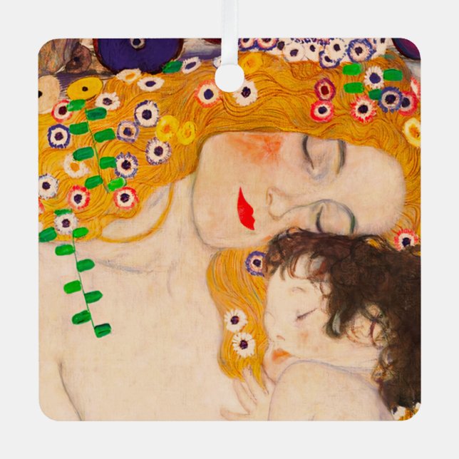 Gustav Klimt - Mutter und Kind Ornament Aus Metall (Vorderseite)