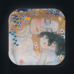 Gustav Klimt - Mutter und Kind Pappteller<br><div class="desc">Mutter und Kind (Detail von drei Jahren der Frau) - Gustav Klimt, Öl auf Leinwand, 1905</div>