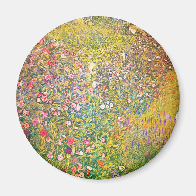 Gustav Klimt Pink Blume Magnet (Vorne)