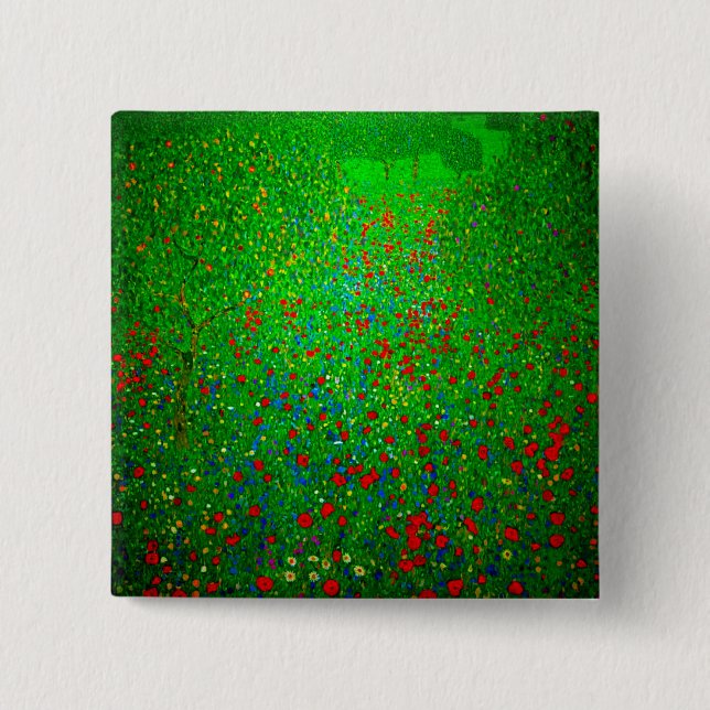 Gustav Klimt Poppy Field Button (Vorderseite)