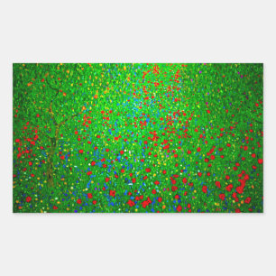 Gustav Klimt Poppy Field Rechteckiger Aufkleber