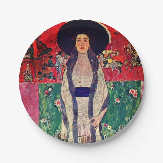 Gustav Klimt Portrait von Adele Bloch-Bauer II Pappteller (Vorderseite)