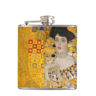 Gustav Klimt - Porträt der Adele Bloch-Bauer I Flachmann
