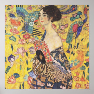 Gustav Klimt - Poster de la dame avec le ventilate