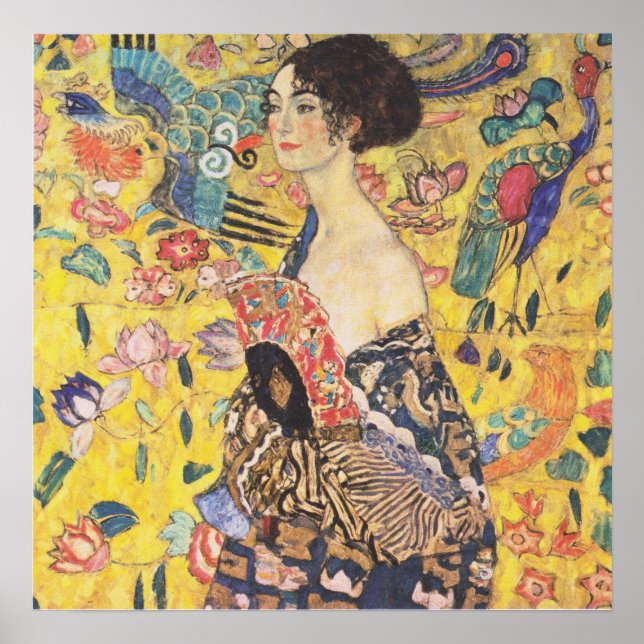 Gustav Klimt - Poster de la dame avec le ventilate (Devant)
