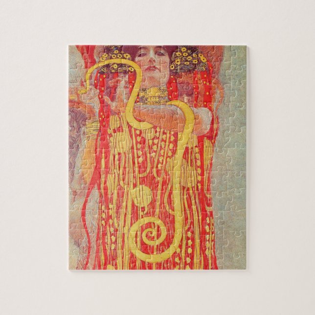 Gustav Klimt Red Woman Gold Schlangen Malerei (Vertikal)