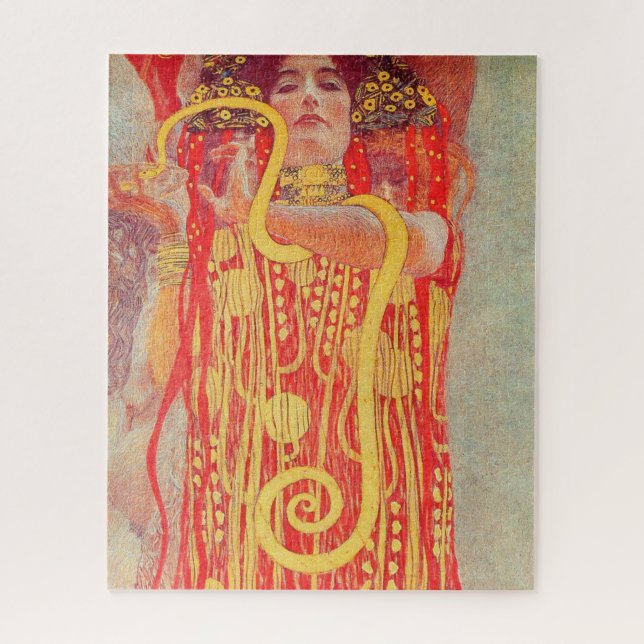 Gustav Klimt Red Woman Gold Schlangen Malerei (Vertikal)