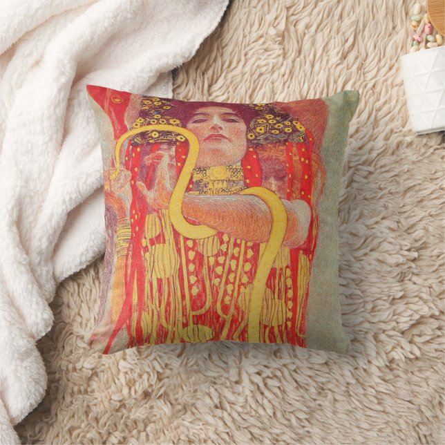 Gustav Klimt Red Woman Gold Schlangen Malerei Kissen (Decke)