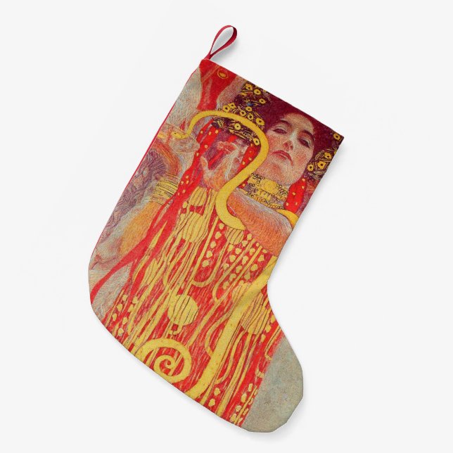 Gustav Klimt Red Woman Gold Schlangen Malerei Kleiner Weihnachtsstrumpf (Vorderansicht (hängend))