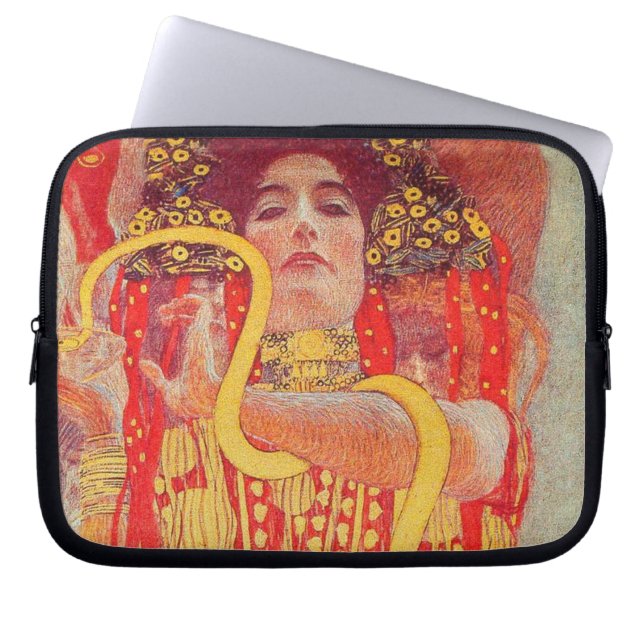 Gustav Klimt Red Woman Gold Schlangen Malerei Laptopschutzhülle (Vorderseite)