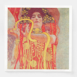 Gustav Klimt Red Woman Gold Schlangen Malerei Serviette