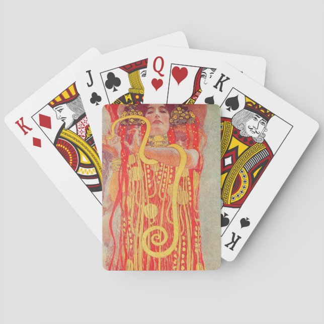 Gustav Klimt Red Woman Gold Schlangen Malerei Spielkarten (Rückseite)