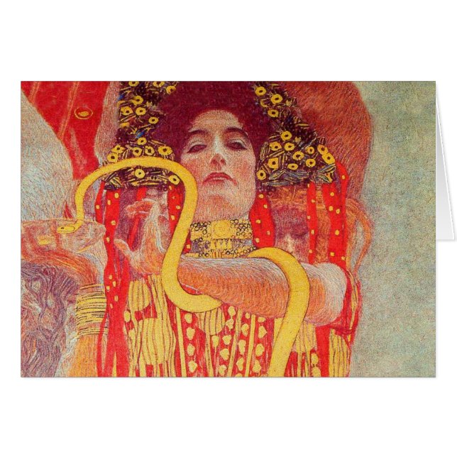 Gustav Klimt Red Woman Gold Snake Peinture (Devant horizontal)
