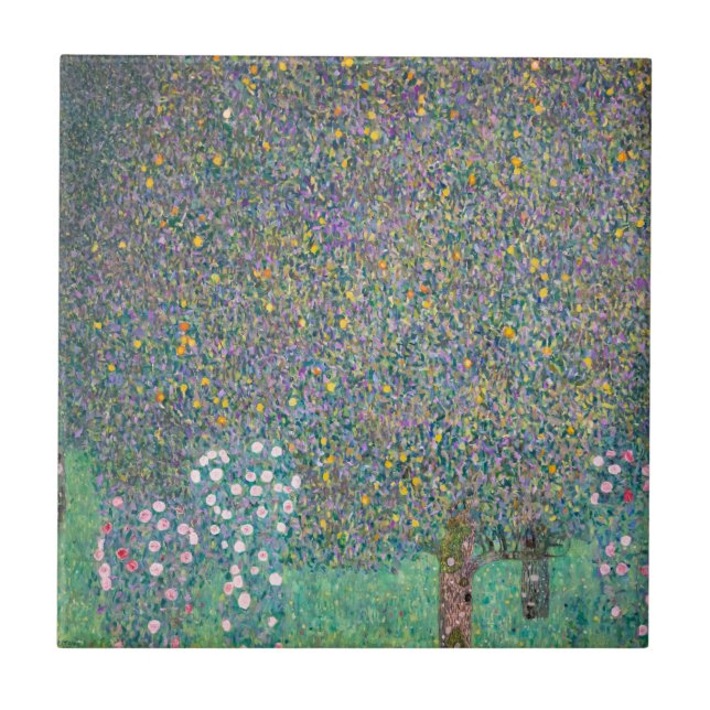Gustav Klimt - Rosenbüsche unter den Bäumen Fliese (Vorderseite)