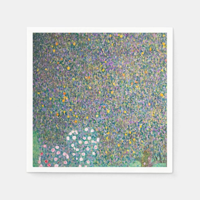 Gustav Klimt - Rosenbüsche unter den Bäumen Serviette (Vorderseite)