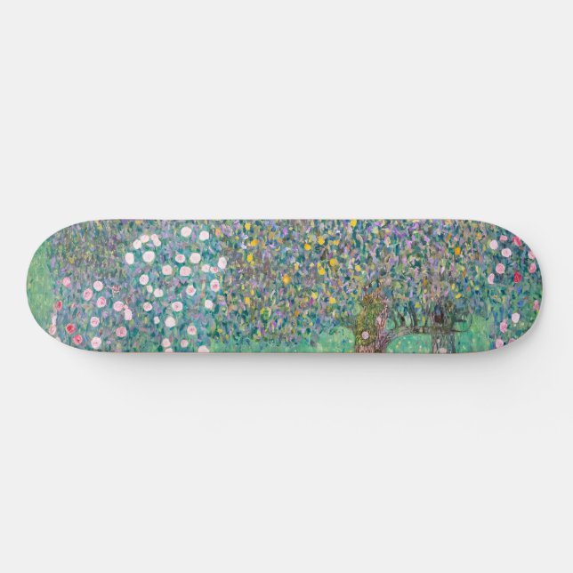 Gustav Klimt - Rosenbüsche unter den Bäumen Skateboard (Horizontal)